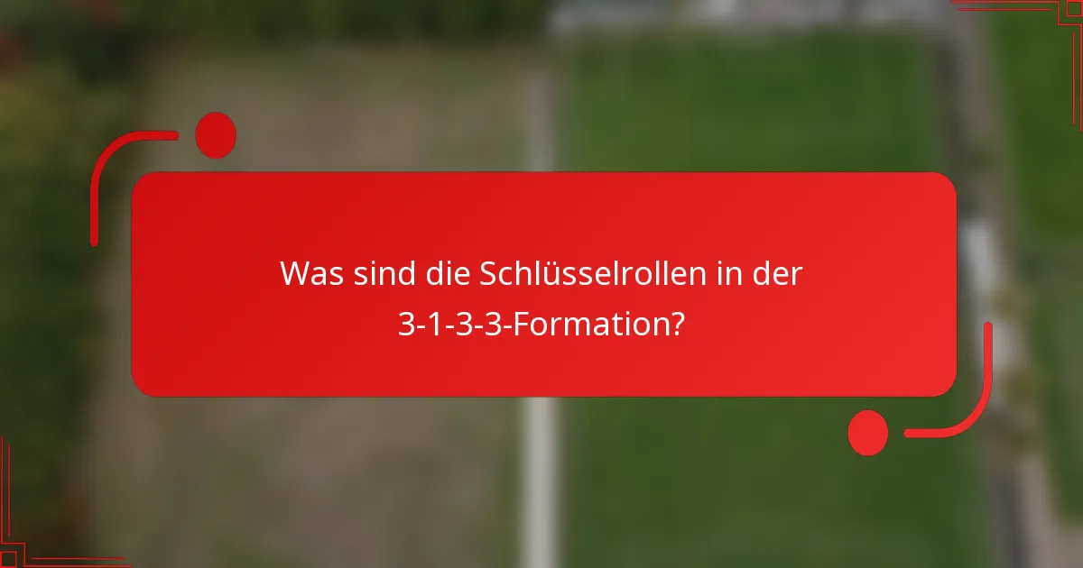 Was sind die Schlüsselrollen in der 3-1-3-3-Formation?