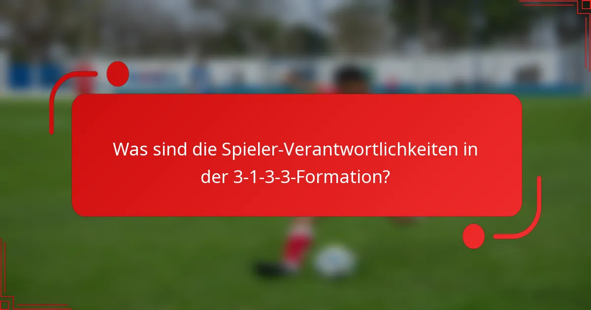 Was sind die Spieler-Verantwortlichkeiten in der 3-1-3-3-Formation?