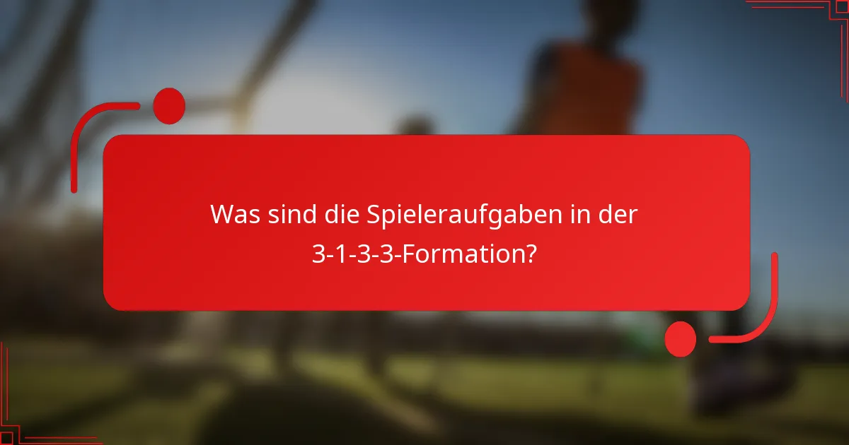 Was sind die Spieleraufgaben in der 3-1-3-3-Formation?