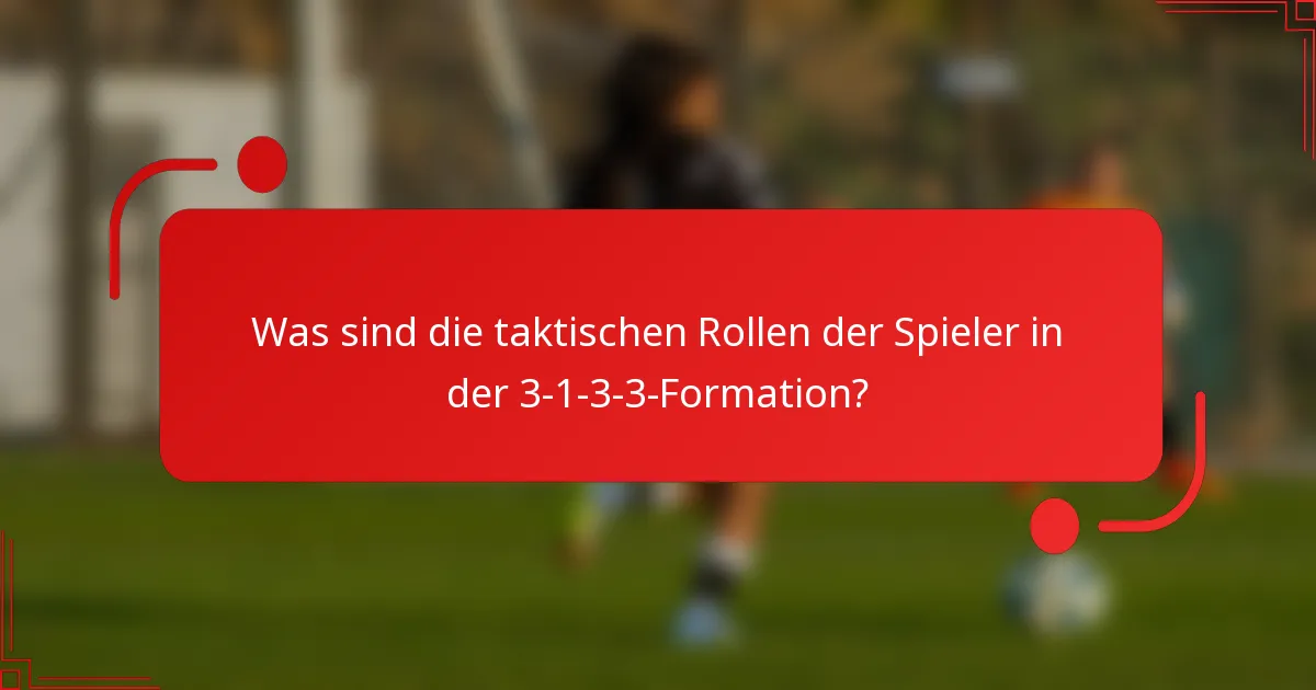 Was sind die taktischen Rollen der Spieler in der 3-1-3-3-Formation?
