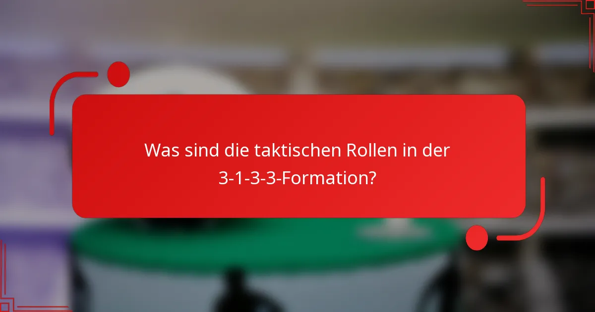 Was sind die taktischen Rollen in der 3-1-3-3-Formation?