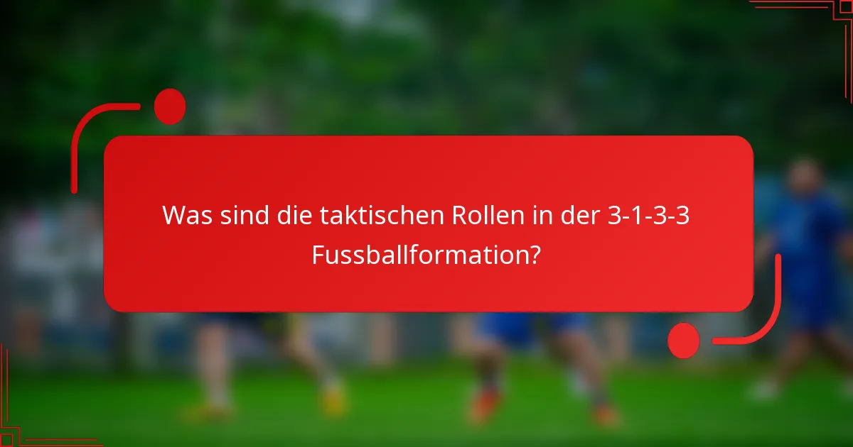 Was sind die taktischen Rollen in der 3-1-3-3 Fussballformation?