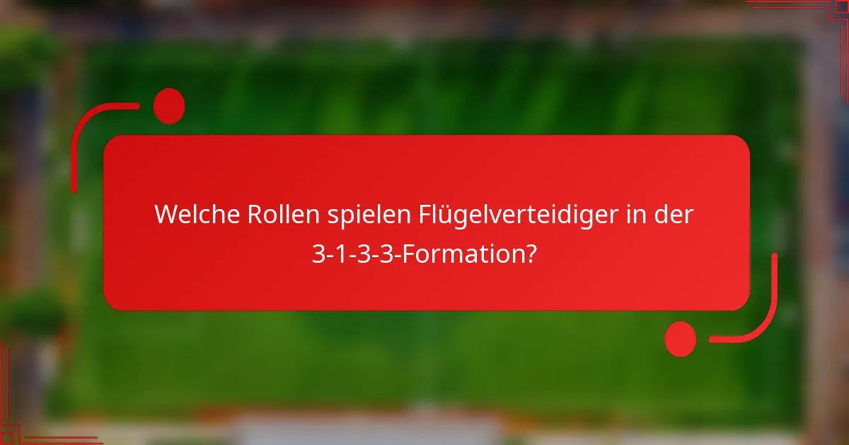 Welche Rollen spielen Flügelverteidiger in der 3-1-3-3-Formation?