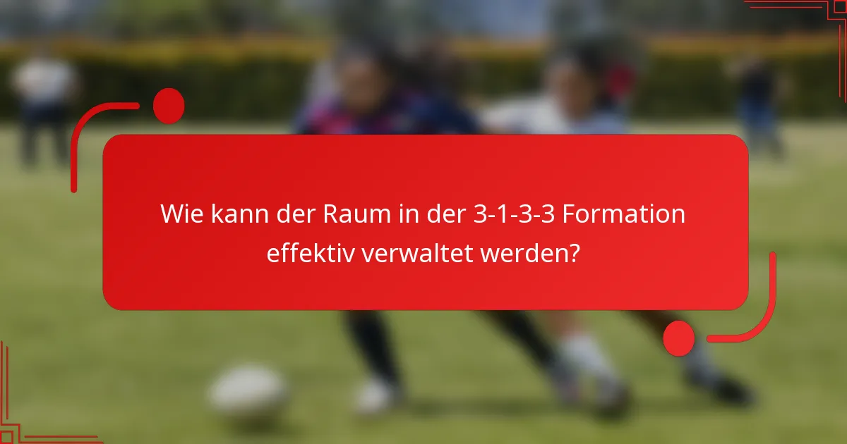Wie kann der Raum in der 3-1-3-3 Formation effektiv verwaltet werden?
